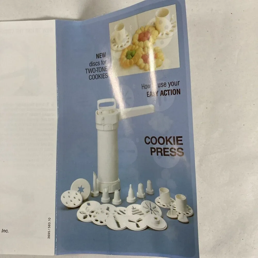 Hutzler Gerda Cookie Press & Food Decorator Easy Action Shapes Two Tone Vtg NOS